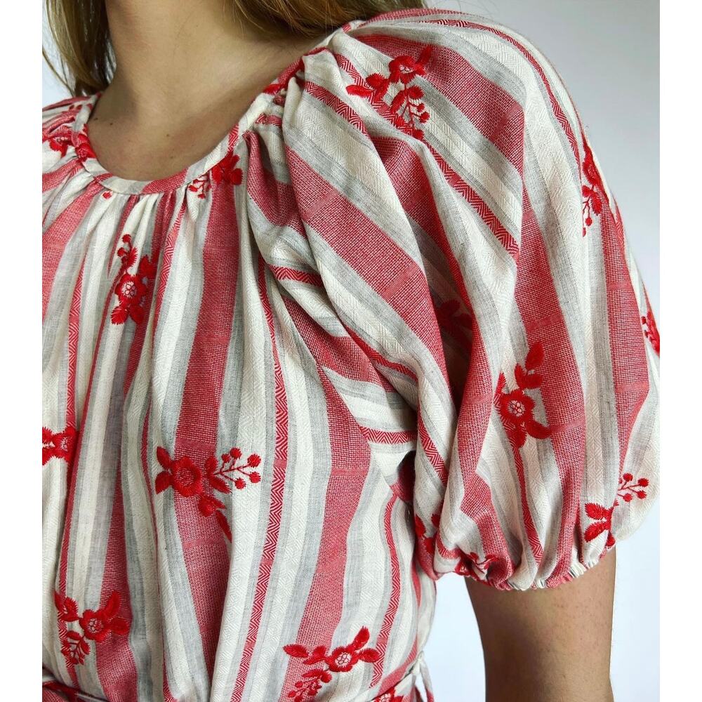 NWOT Never A Wallflower Embroidered Jewel Neck Dress in True Red - Picture 8 of 9
